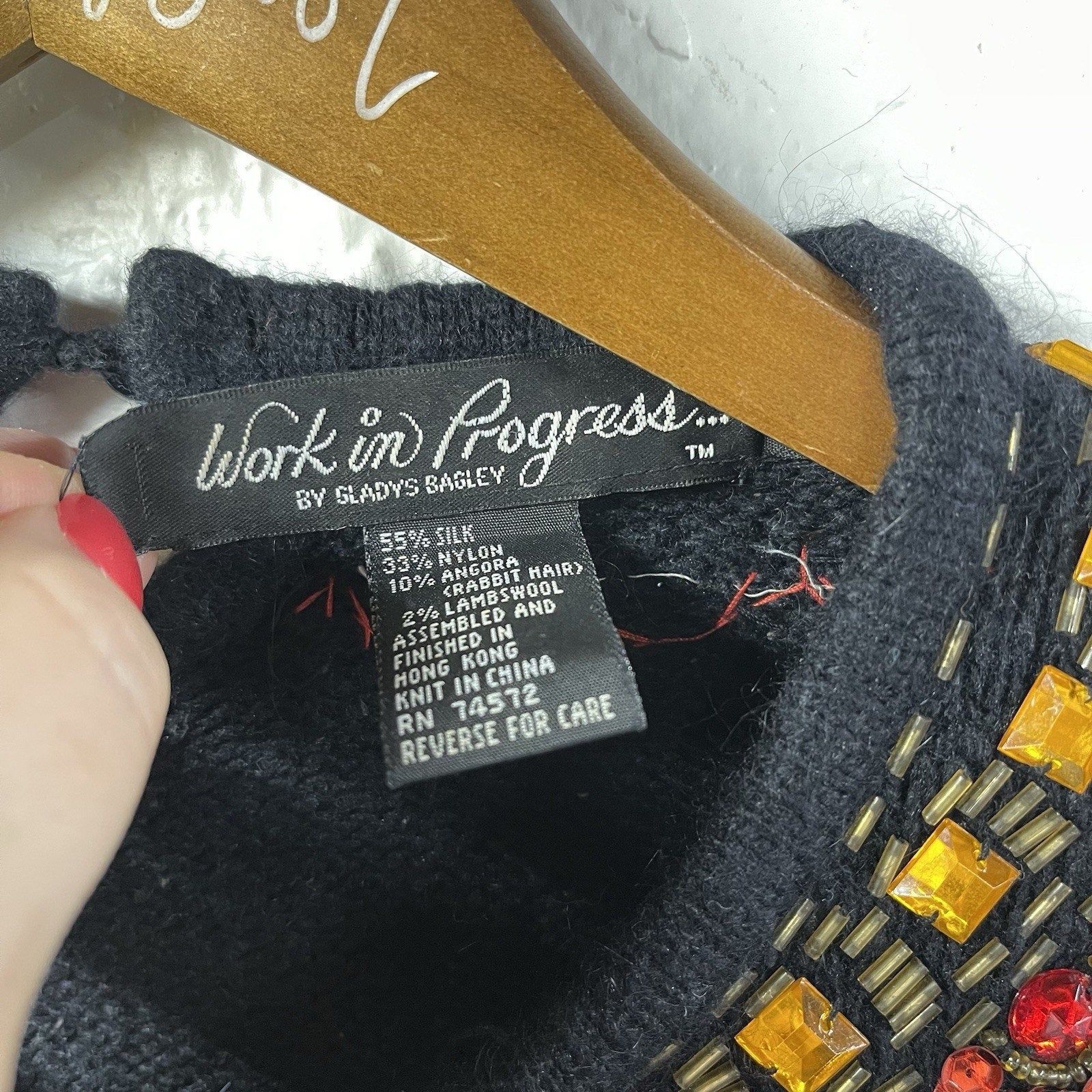 Not So Ugly Christmas Sweater Work In Progress Gems Silk Rabbit Hair L New Years