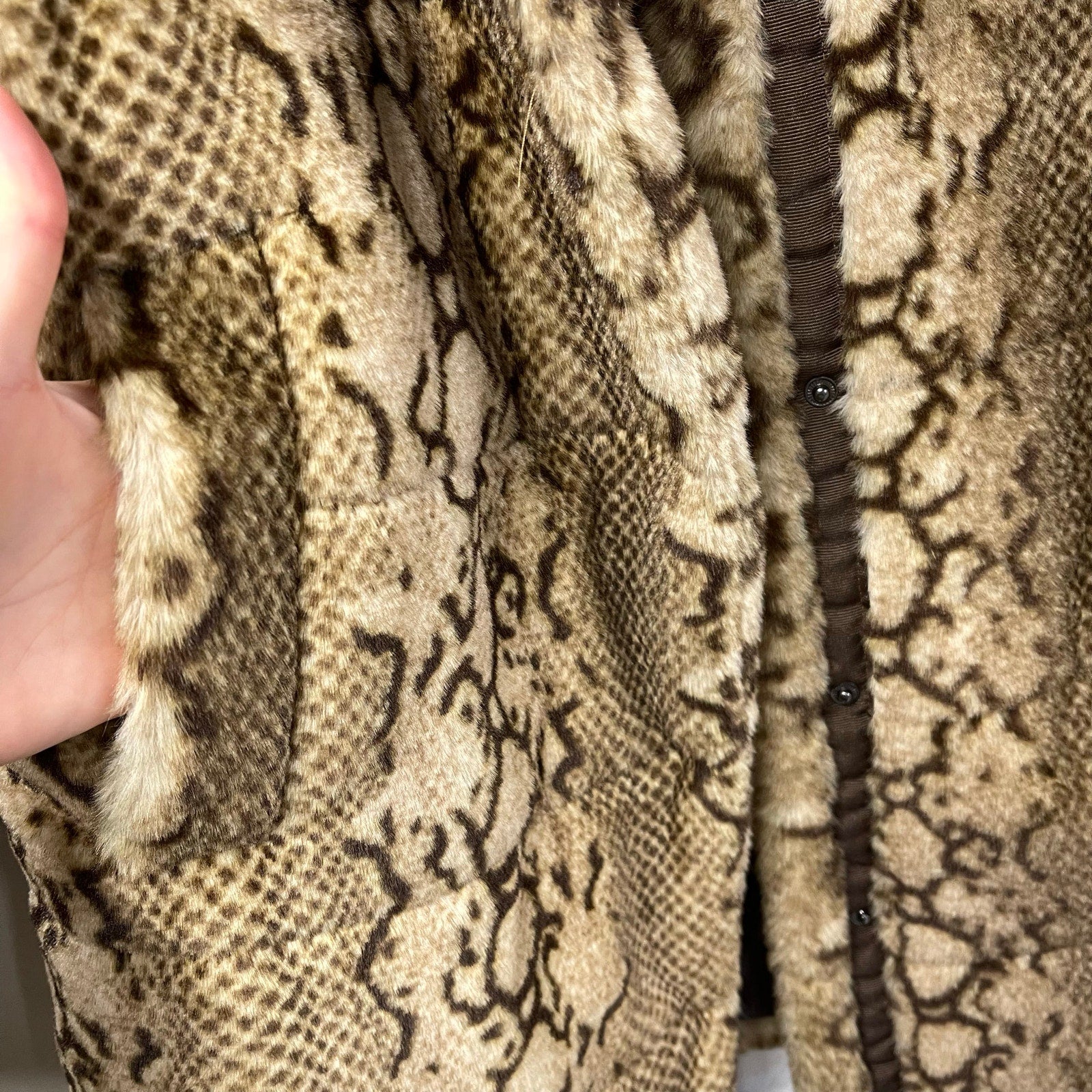 NVLT Furry Jacket Animal Print Small Python Print Puffer Coat