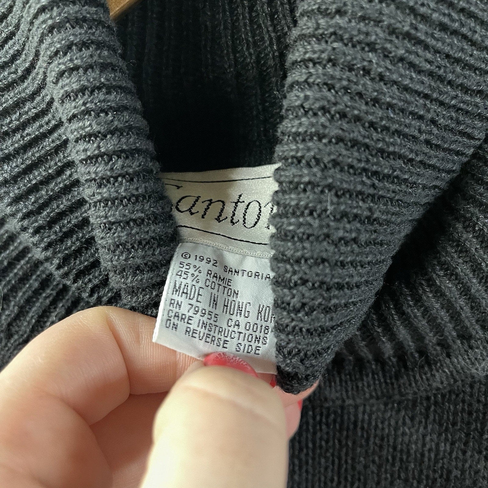 Not So Ugly Christmas Sweater Beaded Snowflakes Turtleneck Black Knit Vintage M