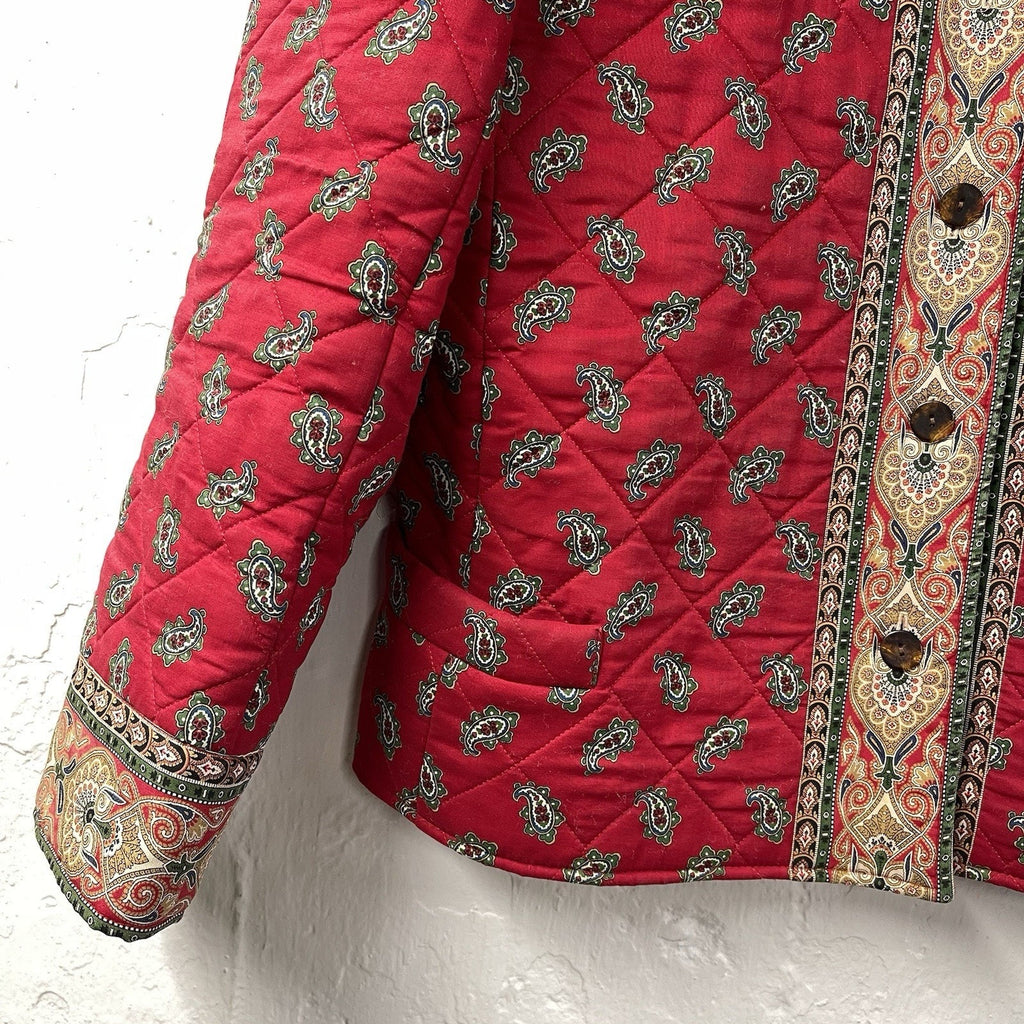 Not So Ugly Christmas Jacket Vera Bradley Quilted Red Paisley Large Vintage
