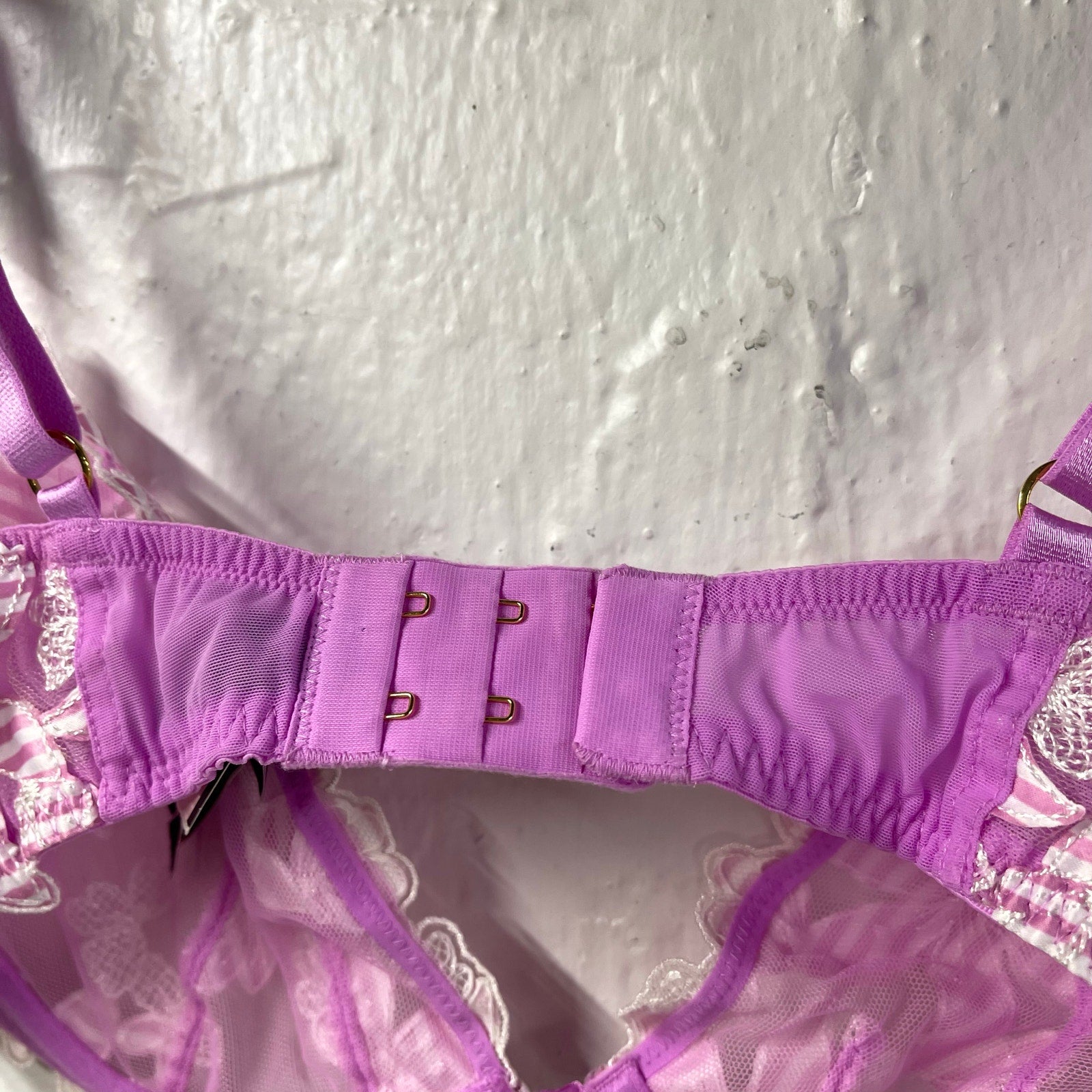 Victorias Secret Bra Purple Floral Appliqué Low Cut Demi 36C NWT