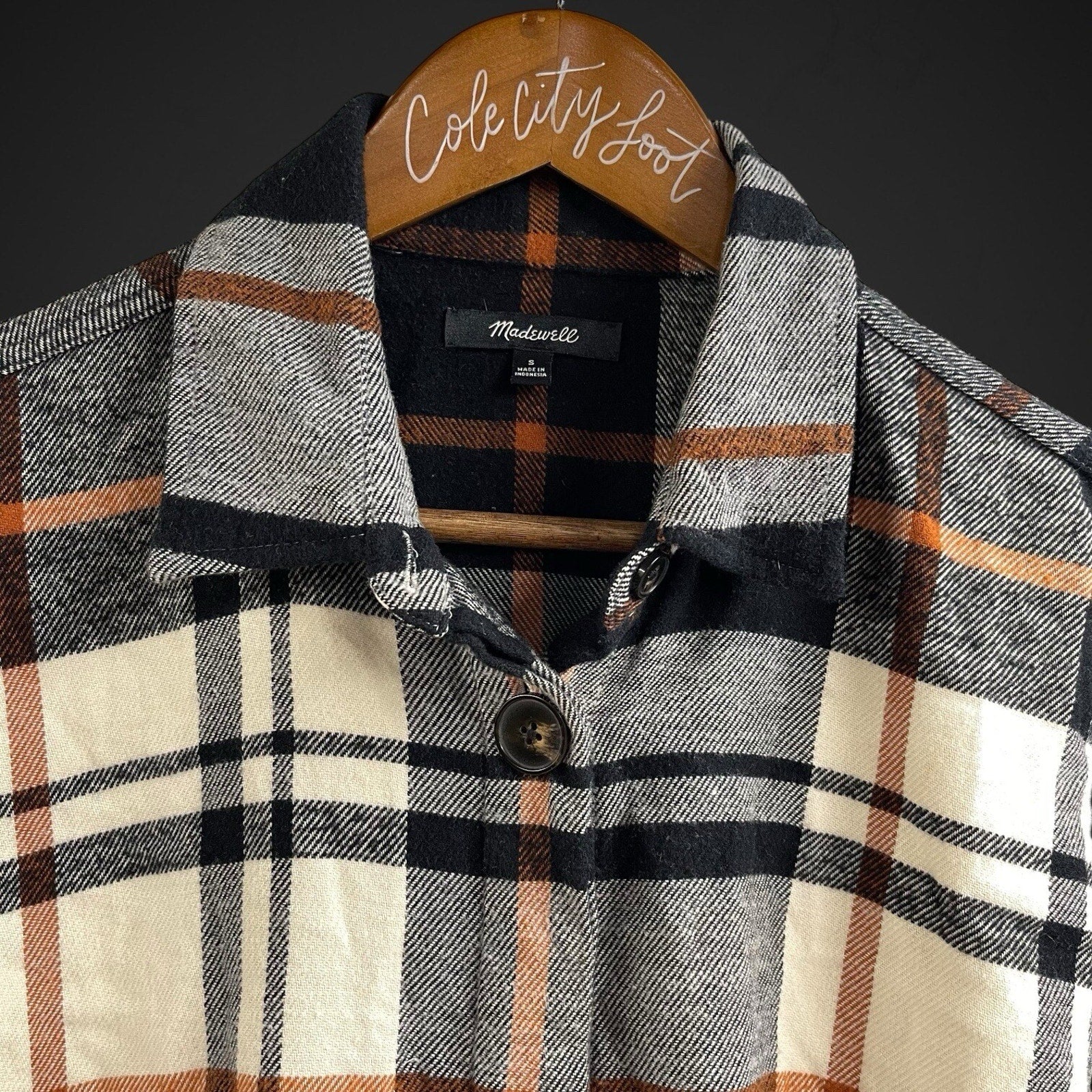 The Perfect Flannel By Madewell Black Orange Small 100% Cotton
