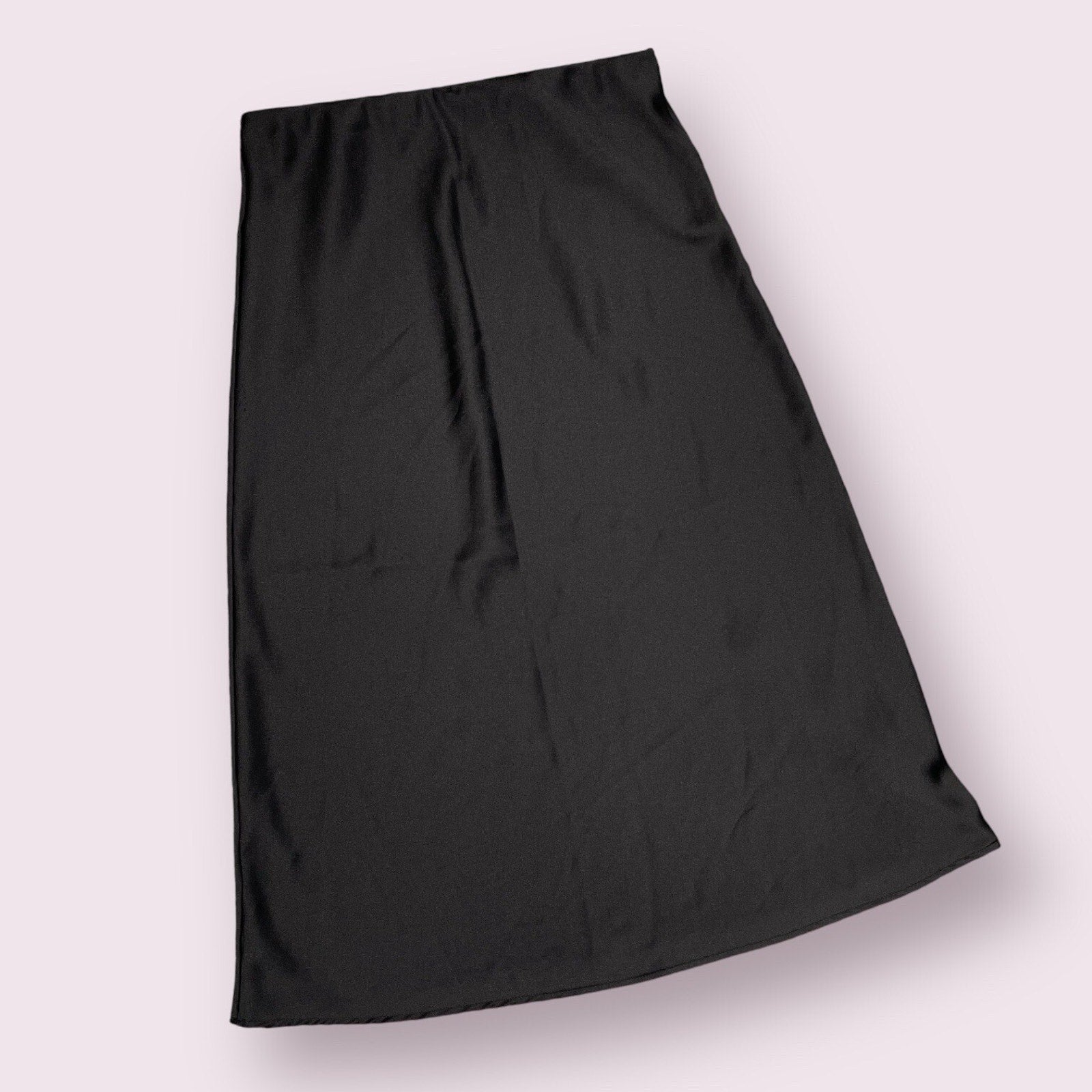 LK Luv Black Silky Midi Skirt Medium Made In USA