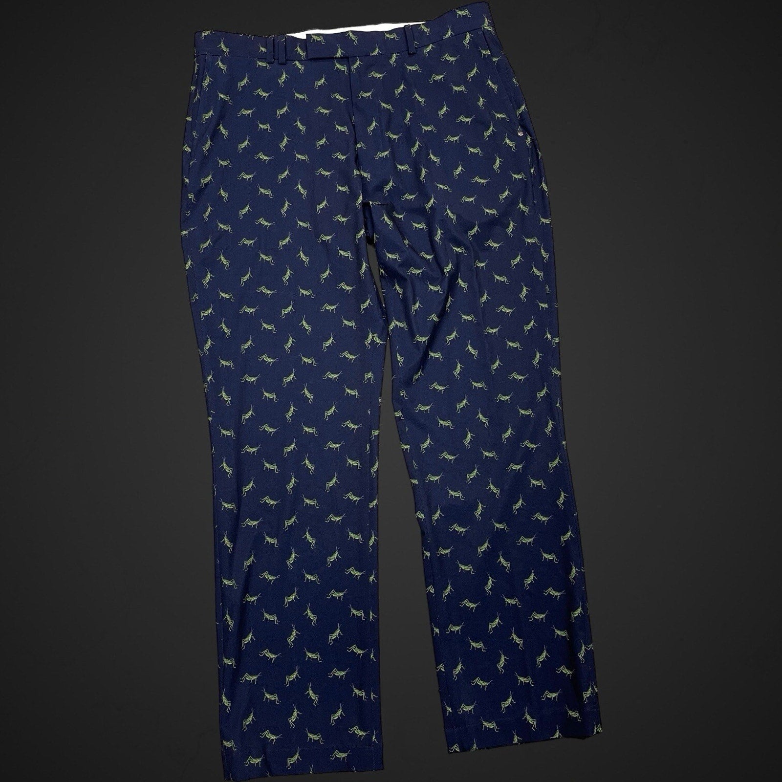 RLX Ralph Lauren Pants Navy Blue Cricket Print Size 35 32 Slacks