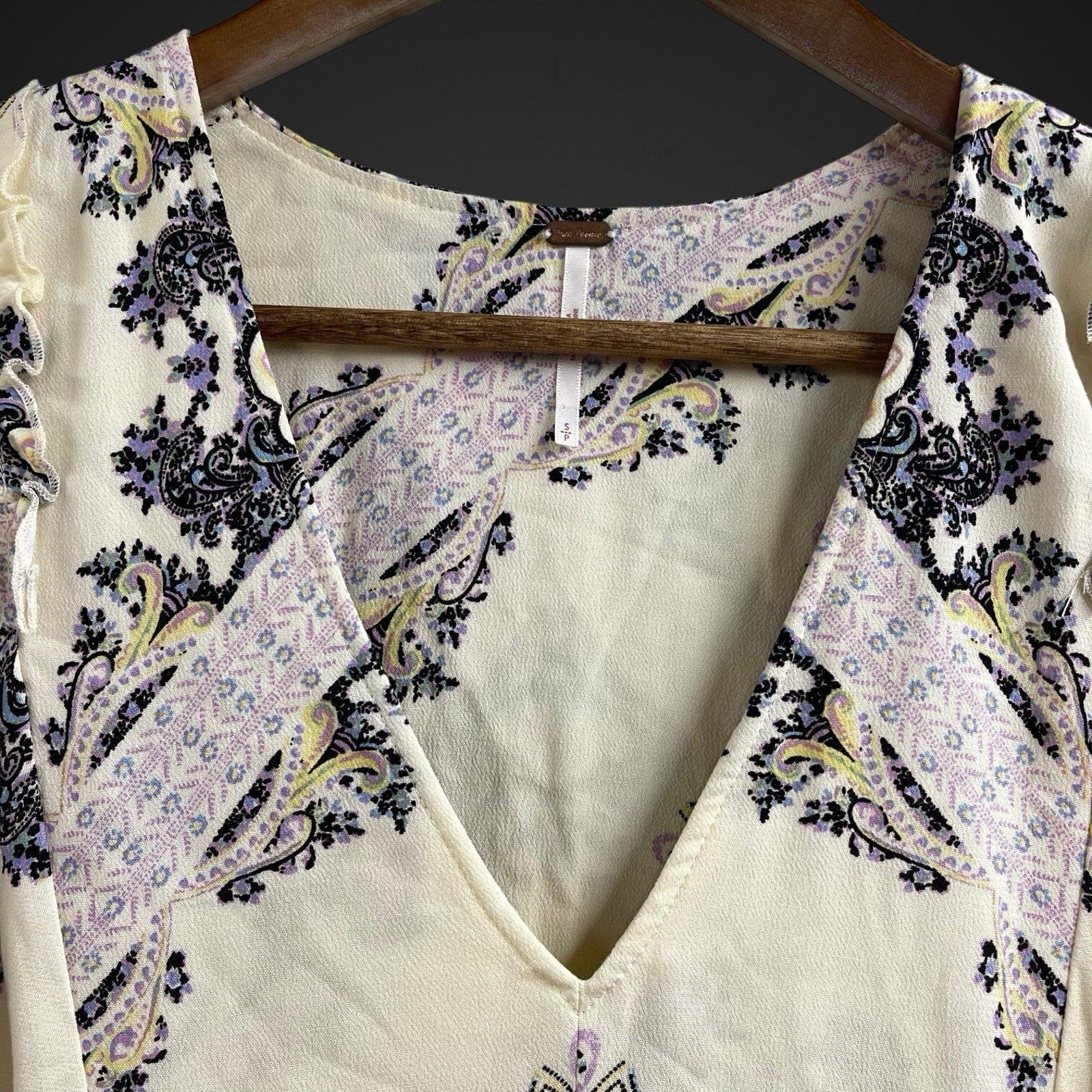 Free People Girl Talk Tunic Top Mini Dress Puff Sleeve Small Boho