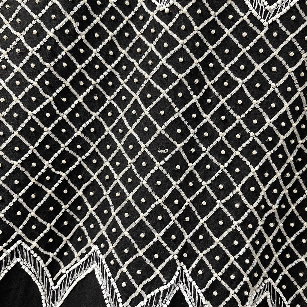 Black And White Beaded Jacket Vintage Party Top Heavy Elegant