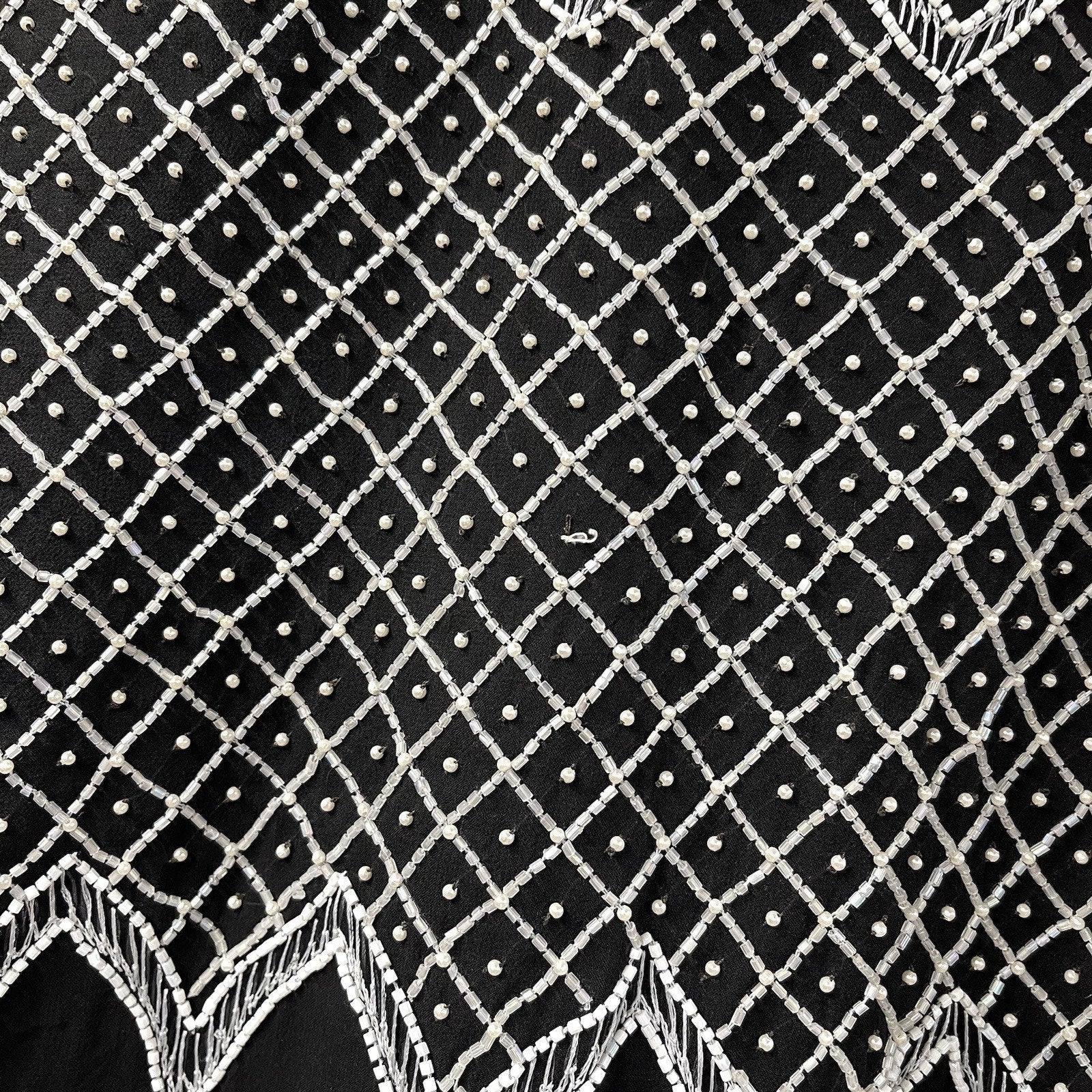 Black And White Beaded Jacket Vintage Party Top Heavy Elegant